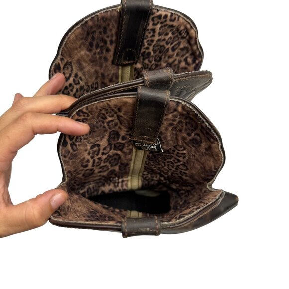 Laredo Access Distressed Brown Leather Snip Toe Western Boho Boots Women's 8.5M - Picture 7 of 13